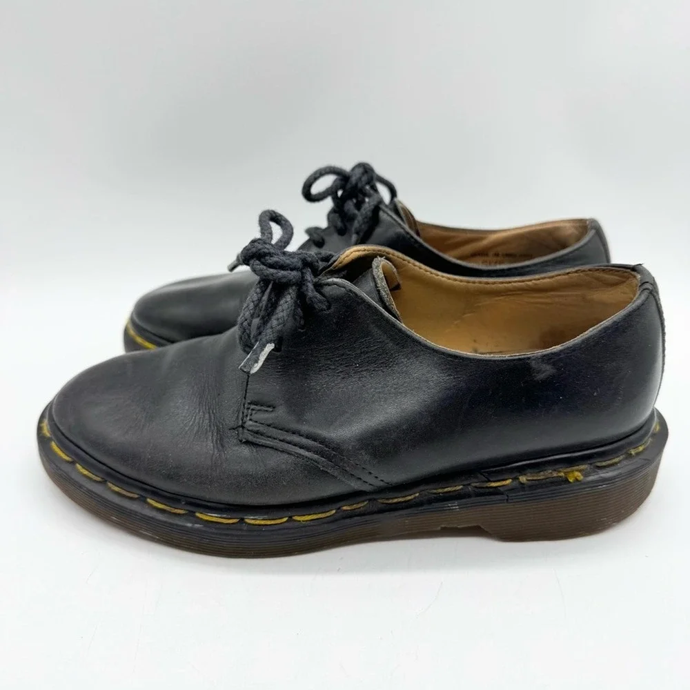 Vintage 90s Made in England Dr. Marten's 3-Eyelet Oxford Lace Up‎ Shoes Black 3